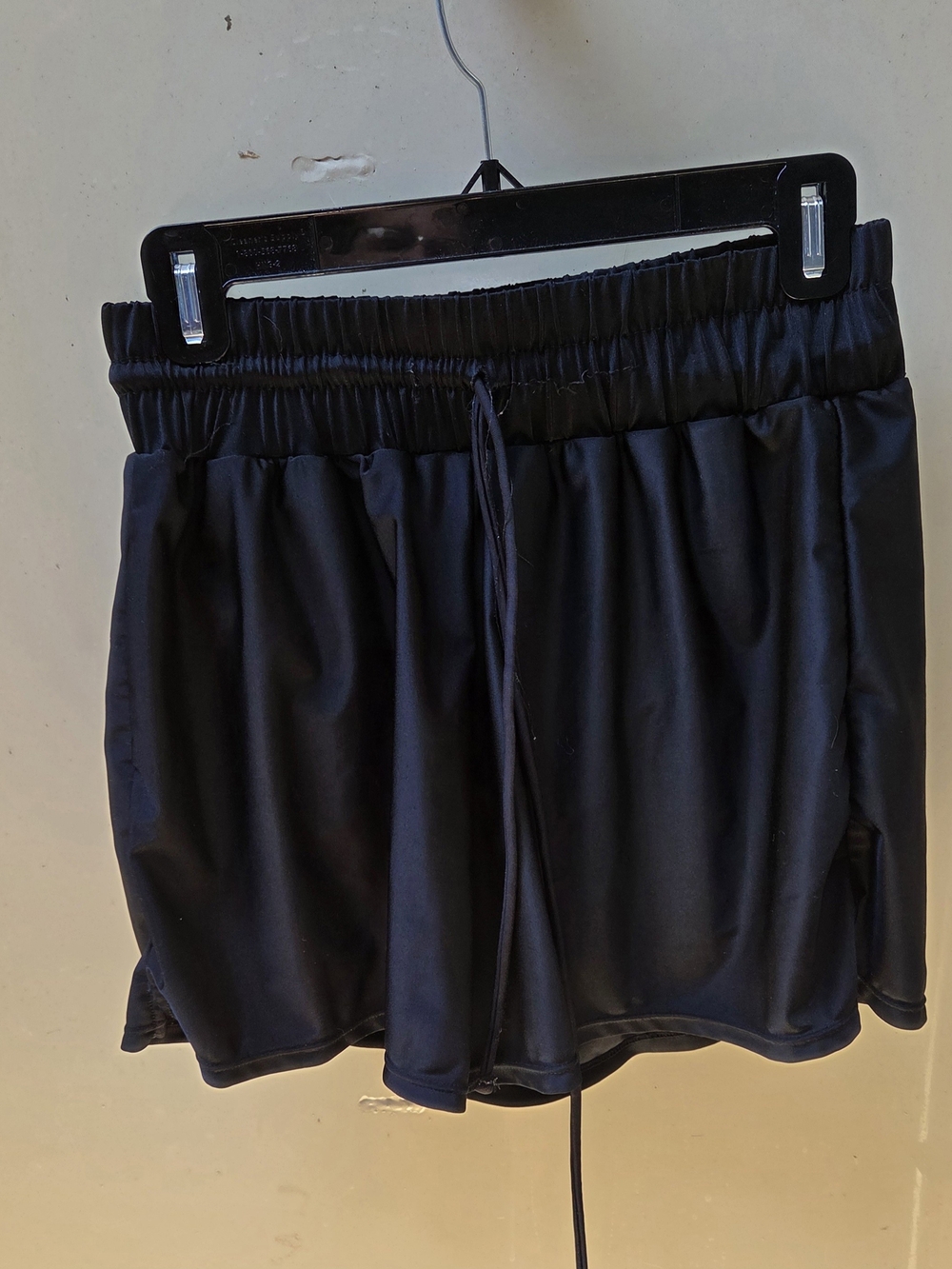 Women's Black Athletic Drawstring Shorts with Elastic Waist